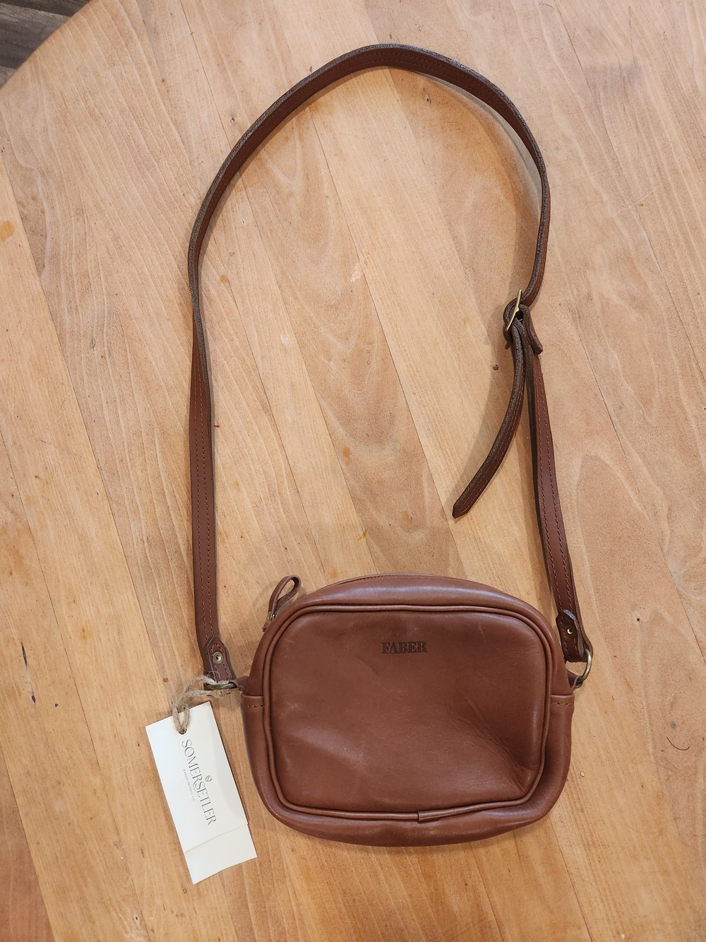 NWT Faber Collective Handcrafted Full-Grain Leather Crossbody Bag